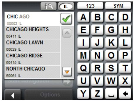 NAVIGON 2120 - Using auto-complete to select a destination - 1