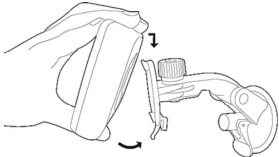 NAVIGON 4300 - Inserting the navigation device into the cradle - 1