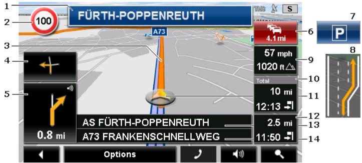NAVIGON 4300 - Map in Navigation mode - 1