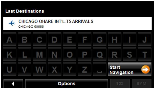 NAVIGON 8100T - Selecting a destination from the Last Destinations list - 2