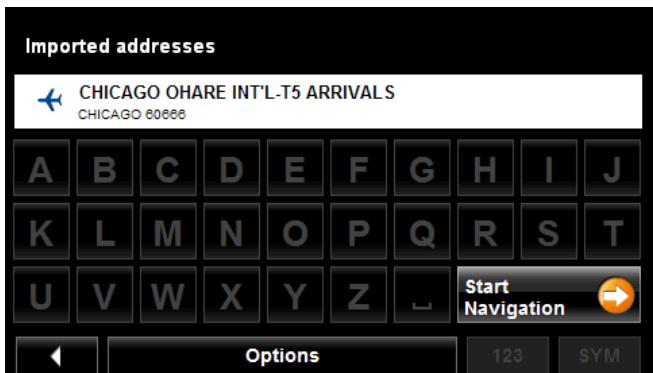 NAVIGON 8100T - Selecting a destination Imported from Outlook - 2