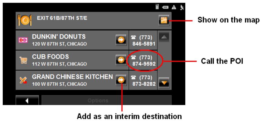 NAVIGON 8100T - Finding POIs at Highway Exits Using the Exit Guide - 6