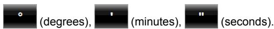 ◦ (degrees), ′ (minutes), ″ (seconds).
