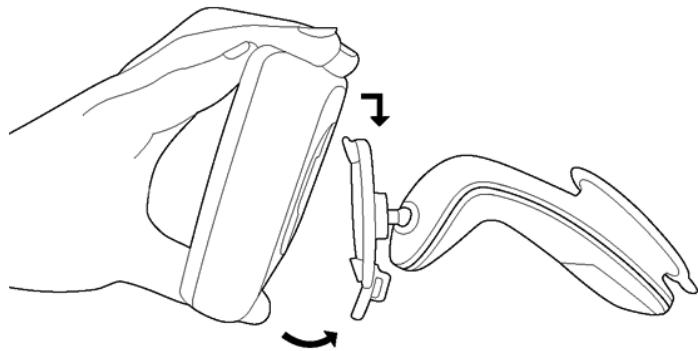 NAVIGON 1410 - Inserting the navigation device into the cradle - 1