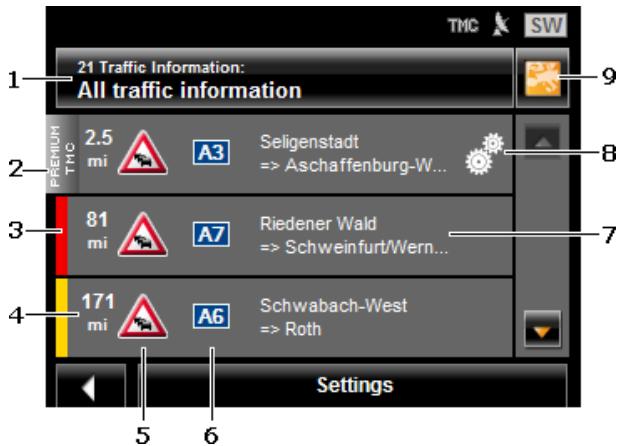 NAVIGON 1410 - Displaying traffic messages - 1