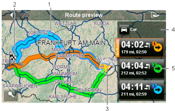 NAVIGON 42 EASY - Map in Route preview mode - 1