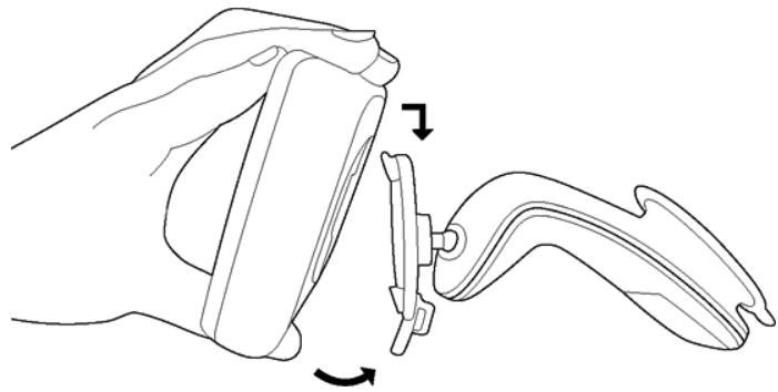 NAVIGON 42 PREMIUM - Inserting the navigation device into the cradle - 1