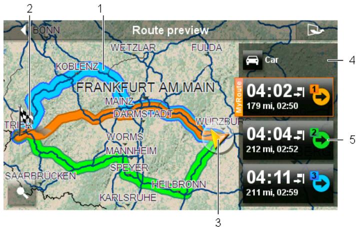 NAVIGON 92 PREMIUM - Map in Route preview mode - 1