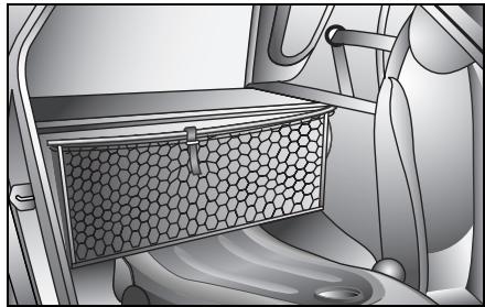 SMART FORTWO COUPE - Fitting with luggage compartment cover The luggage net bag is secured to the front upper rod of the luggage compartment cover. - 1