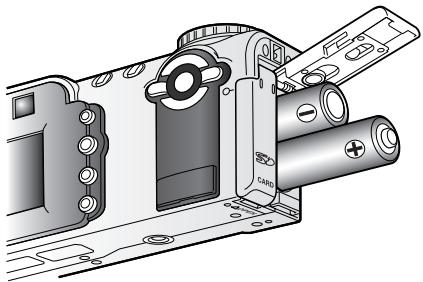 MINOLTA DIMAGE F100 - Installing AA batteries - 1