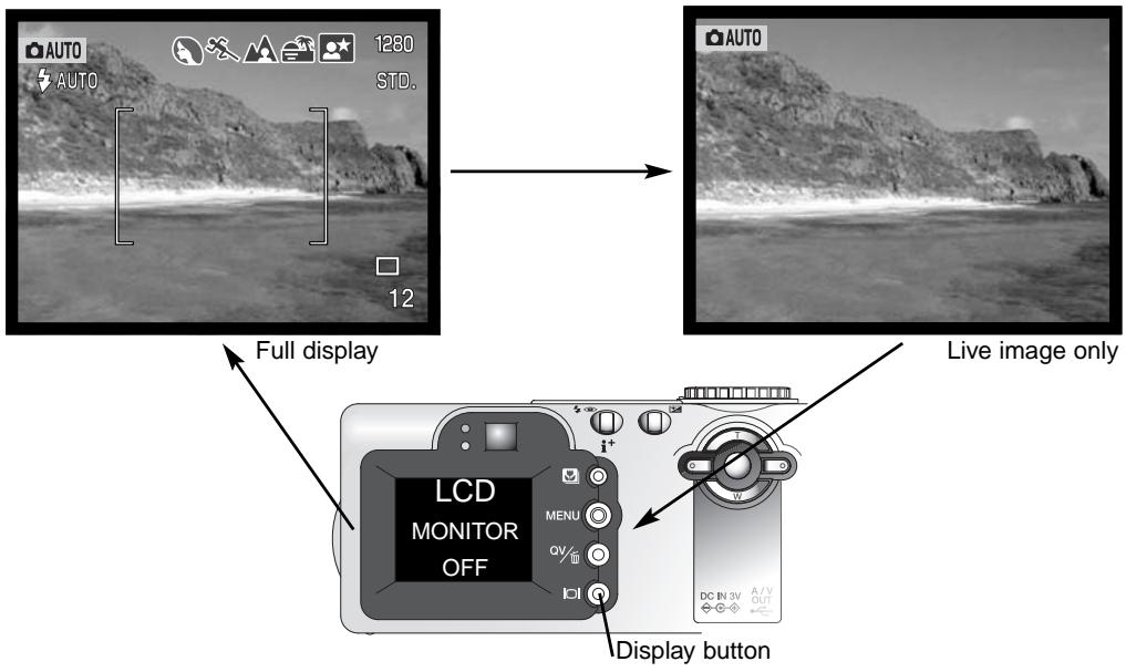 MINOLTA DIMAGE F100 - Display button – recording mode - 1