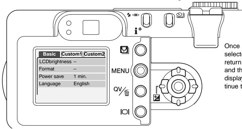 MINOLTA DIMAGE F200 - Navigating the setup menu - 6