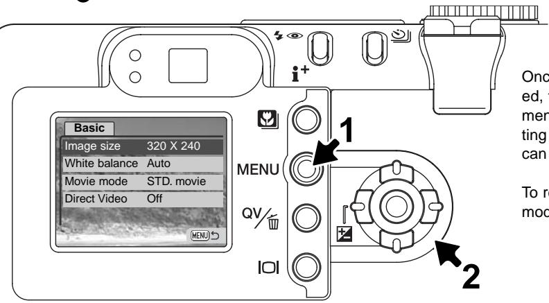 MINOLTA DIMAGE F200 - Navigating the movie menu - 5