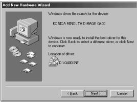 MINOLTA DIMAGE G400 - Installing USB Driver Software - 4
