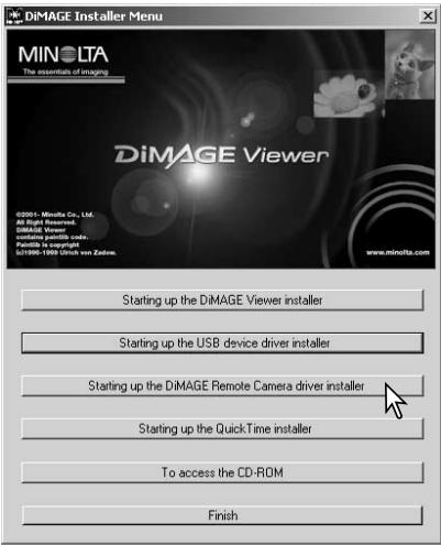 MINOLTA DIMAGE X20 - INSTALLING THE REMOTE CAMERA DRIVER - 1