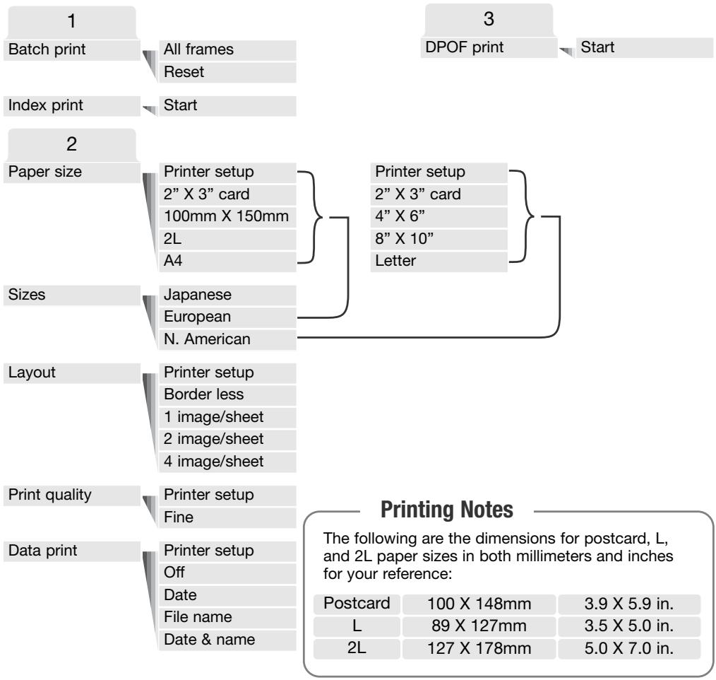 MINOLTA DIMAGE X21 - NAVIGATING THE PICTBRIDGE MENU - 6