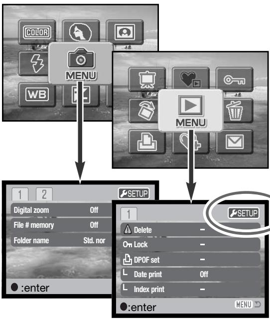 MINOLTA DIMAGE X31 - SETUP MENU - NAVIGATING THE SETUP MENU - 1