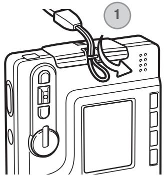 MINOLTA DIMAGE XG - Attaching the hand strap - 1