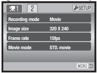 MINOLTA DIMAGE XG - Navigating the Movie/audio recording menu - 8