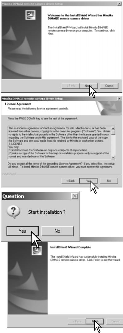 MINOLTA DIMAGE XT - INSTALLING THE REMOTE CAMERA DRIVER - 2