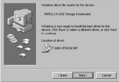 MINOLTA DIMAGE 2330 ZOOM - INSTALLATION OF THE DRIVER SOFTWARE - 9