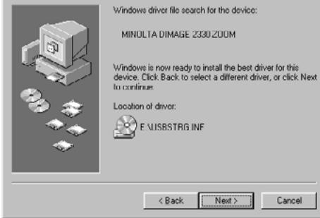 MINOLTA DIMAGE 2330 ZOOM - INSTALLATION OF THE DRIVER SOFTWARE - 4