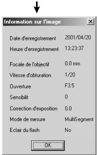 MINOLTA DIMAGE 7 - Affichage des informations (de prise de vue) sur l'image : - 2