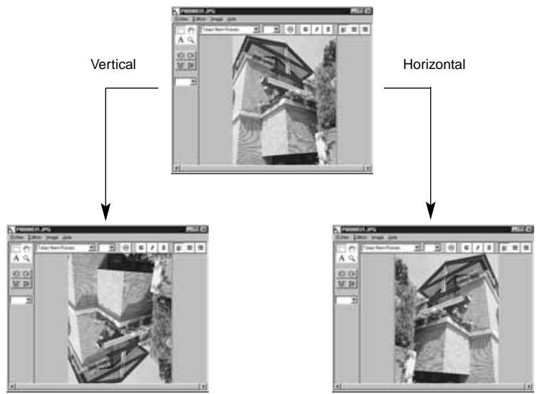MINOLTA DIMAGE EX - Sélectionner retourner l'image dans le menu image, puis choisir l'option, verticale ou horizontale au choix. - 2