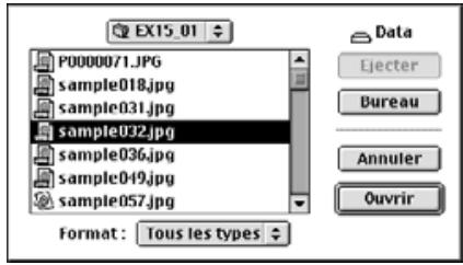 MINOLTA DIMAGE EX - Sélectionner le fichier image à afficher sur l'écran images en utilisant la fenêtre. - 2