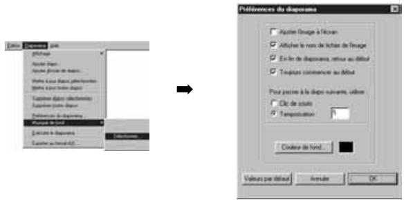 MINOLTA DIMAGE EX - Sur la fenêtre diaporama, sélectionner la fenêtre paramètres du diaporama. - 1