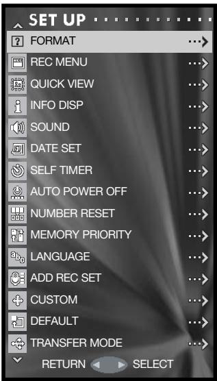 MINOLTA DIMAGE G600 - Navigating the setup menu - 6