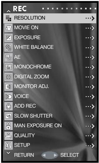 MINOLTA DIMAGE G600 - Navigating the recording menu - 4