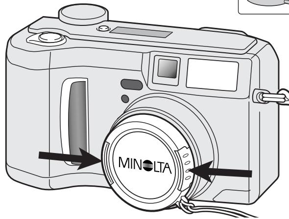 MINOLTA DIMAGE S414 - ATTACHING THE NECK STRAP AND LENS CAP - 3