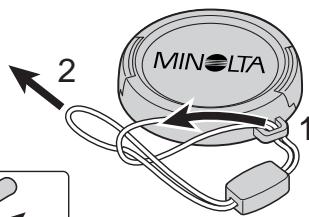 MINOLTA DIMAGE S414 - ATTACHING THE NECK STRAP AND LENS CAP - 1