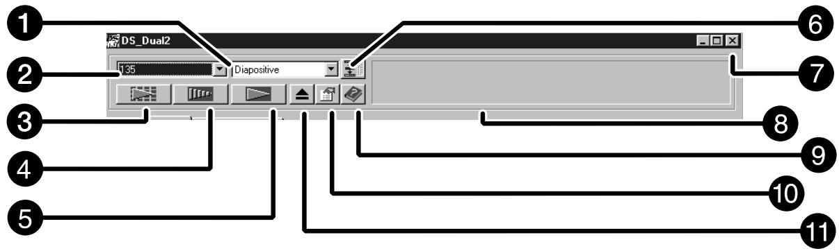 MINOLTA DIMAGE SCAN DUAL II AF-282OU - Zone de commandes de la fenêtre – nomenclature - 1