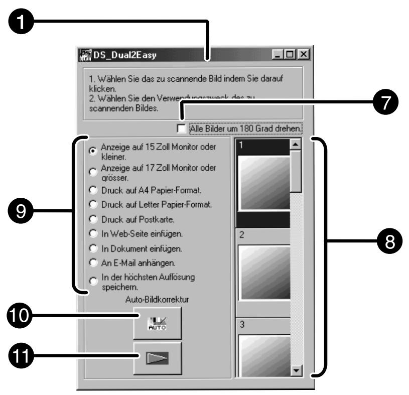 MINOLTA DIMAGE SCAN DUAL II AF-282OU - Fenêtre du logiciel easy scan – nomenclature - 2