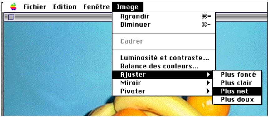 MINOLTA DIMAGE V - Sélectionner ajuster dans le menu image et désir plus net ou plus doux dans le sous- - 1