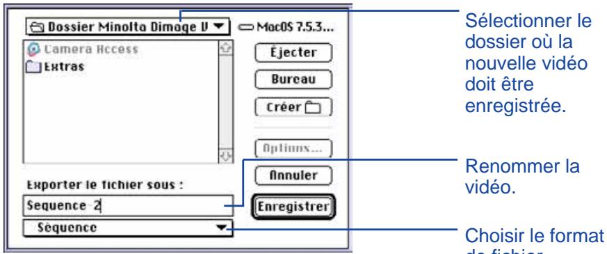 MINOLTA DIMAGE V - Changement du FORMAT de fichier VIDEO - 1