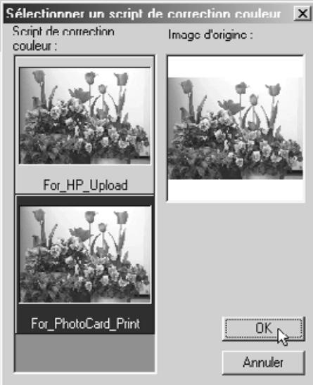 MINOLTA DIMAGE X - Sélectionner un script de correction couleur - 2