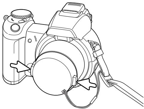 MINOLTA DIMAGE Z2 - Attaching the strap and lens cap - 3