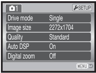 MINOLTA DIMAGE Z2 - Navigating the recording menus - 10