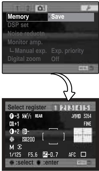 MINOLTA DIMAGE A200 - MEMORY - STORING CAMERA SETTINGS - 2