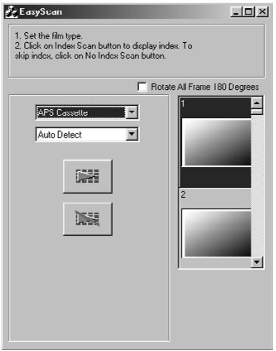 MINOLTA DIMAGE SCAN DUAL II - Select whether the index scan should be perform or not. - 1