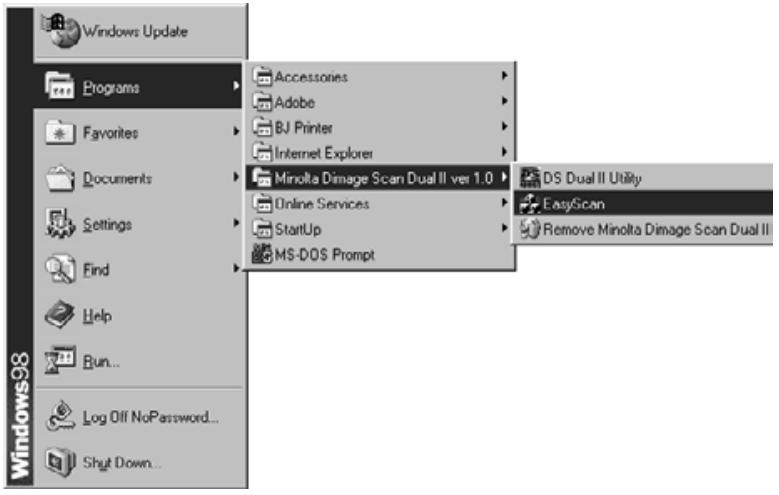 MINOLTA DIMAGE SCAN DUAL II - Starting up the utility software - 1
