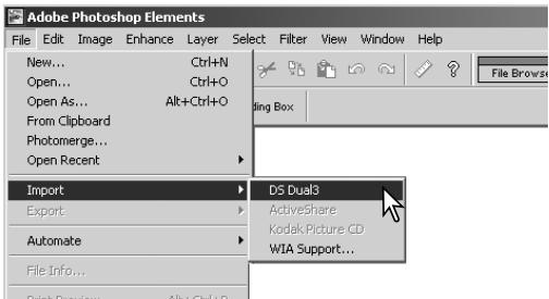 MINOLTA DIMAGE SCAN DUAL III - Launching the scanner utility from Photoshop Elements - 1