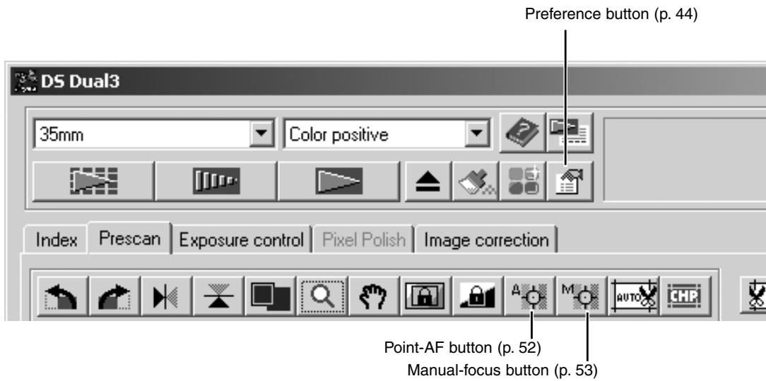 MINOLTA DIMAGE SCAN DUAL III - Focusing the scanner – More prescan functions - 1