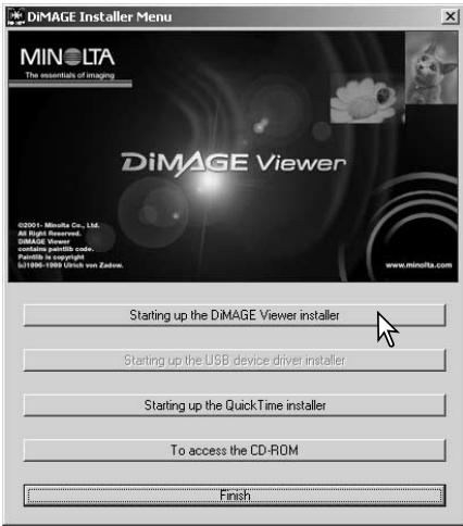 MINOLTA DIMAGE VIEWER 2.2 - INSTALLING THE DIMAGE VIEWER - WINDOWS - 1