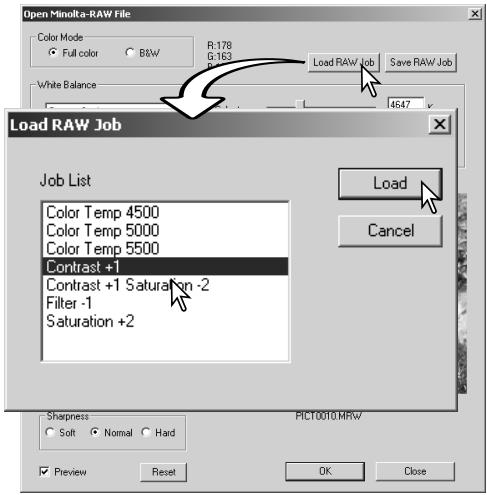 MINOLTA DIMAGE VIEWER 2.2 - LOADING RAW JOBS - 1