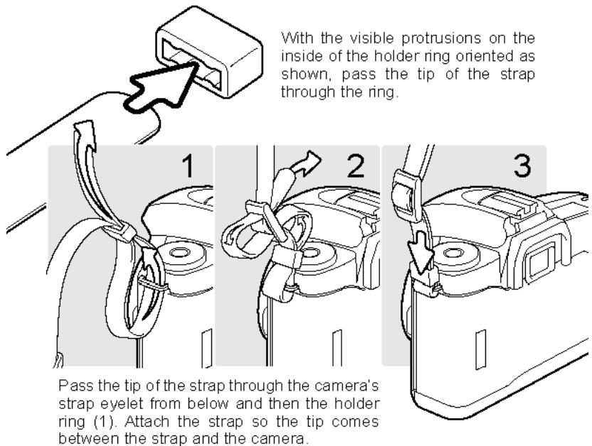 MINOLTA DYNAX 40 - ATTACHING THE STRAP - 1