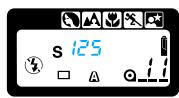 MINOLTA DYNAX 5 - Release the function button. Turn the control dial to select the shutter speed. - 1